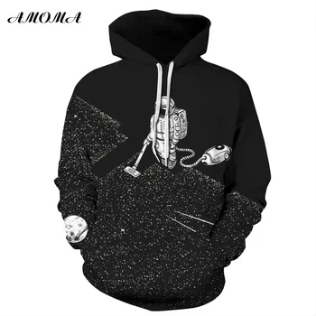 

AMOMA Unisex Realistic 3d Digital Print Pullover Hoodie Hooded Sweatshirt Robot