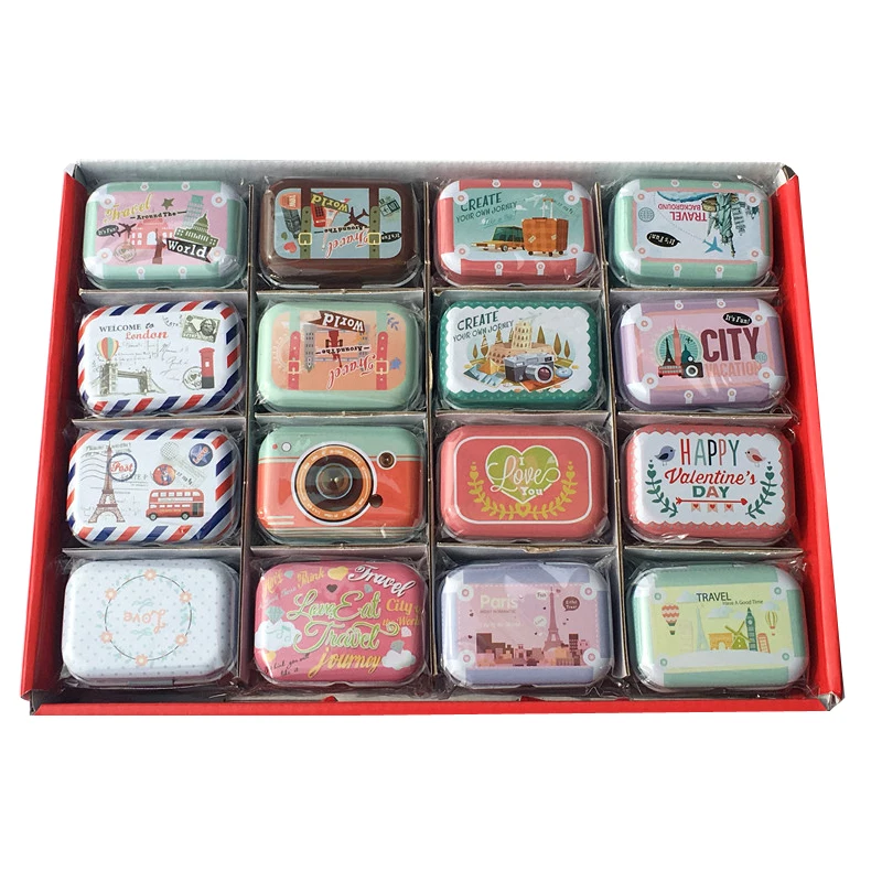 

32pcs/sets New vintage mini cosmetic jewelry tinplate case tin box candy pill organizer wedding favor box