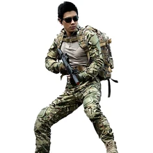 Военная тактическая Униформа Мультикам Охота армейская боевая рубашка униформа брюки с наколенниками камуфляж охота одежда Ghillie костюм