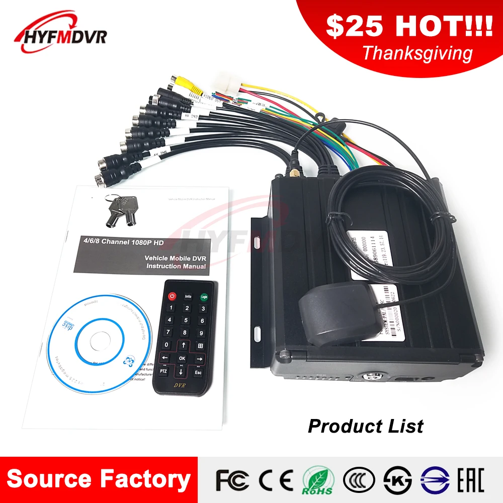  Local monitoring + GPS function Wide voltage DC8V-36V Mobile DVR Fire truck / private car / heavy m