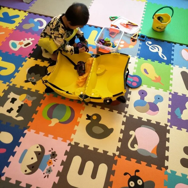 

Hot Sale 30*30cm 18 pcs Set Puzzle Carpet Baby Play Mat Floor Puzzle Mat EVA Speelmat Foam Carpet Mosaic Floor Baby Play Mat