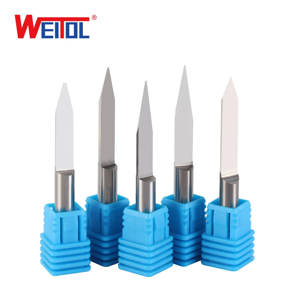 

WeiTol 1PCS 6mm shank Flat bottom engraving bit PCB end mill Carbide Carving Cutters 50MM OVL
