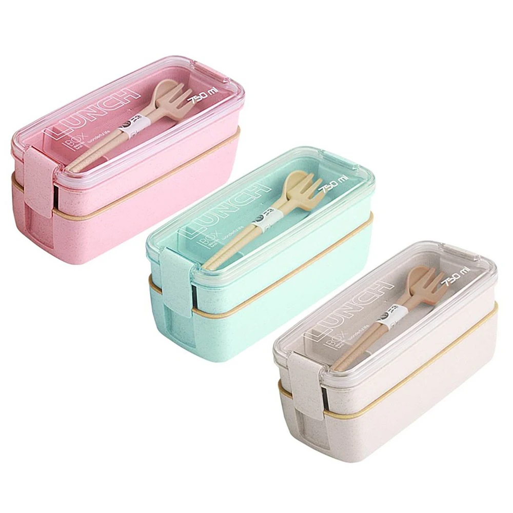 750ml/900ml Microwave Lunch Box Portable Environmentally Friendly Lunch Box Wheat Straw Food Storage Container Hotselling