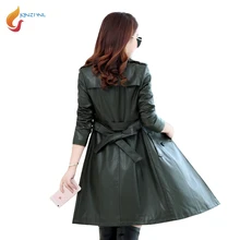 JQNZHNL Для женщин кожаная куртка пальто Новинка весны пальто Модная одежда с отложным воротником, двубортное тонкое шерстяное пальто кожаные пальто из ПУ L640