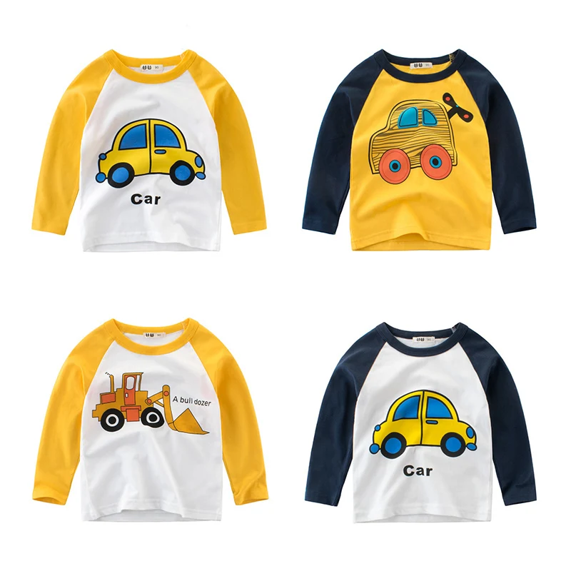 

2019 New Boys Cartoon Car T-shirt Fashion Spring Autumn Kids Soft Cotton Clothes Baby Casual Tops Tees Children Blouse T Shirt