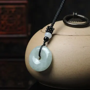 

Light green oil Blue glutinous seed A goods Jade pendant safety buckle jade Pendant jade Pee