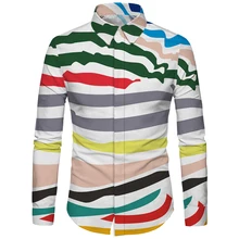 Cloudstyle Мужская рубашка с 3D принтом в волнистую полоску модное приталенное платье Повседневная гавайская рубашка Chemise Homme брендовая одежда рубашка