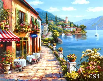 

Framed painting by numbers for home decor picture oil painting for living room paint by number canvas painting 4050 cafe