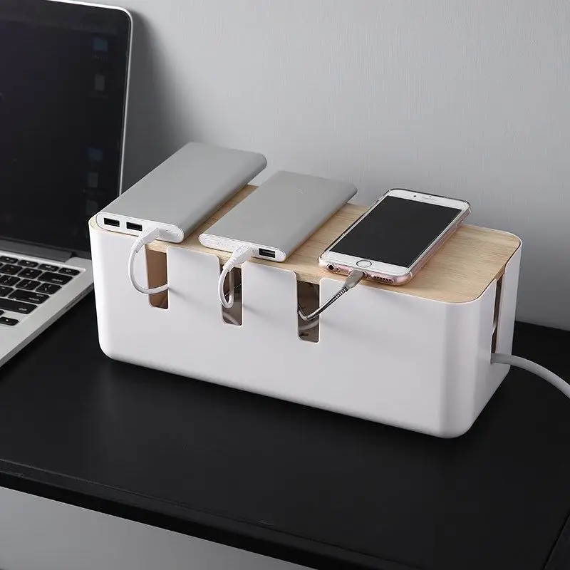 

Cable Storage Box Power Strip Wire Storage Case Desktop Network Line Storage Bins Anti Dust Charger Socket Cable Organizer Box