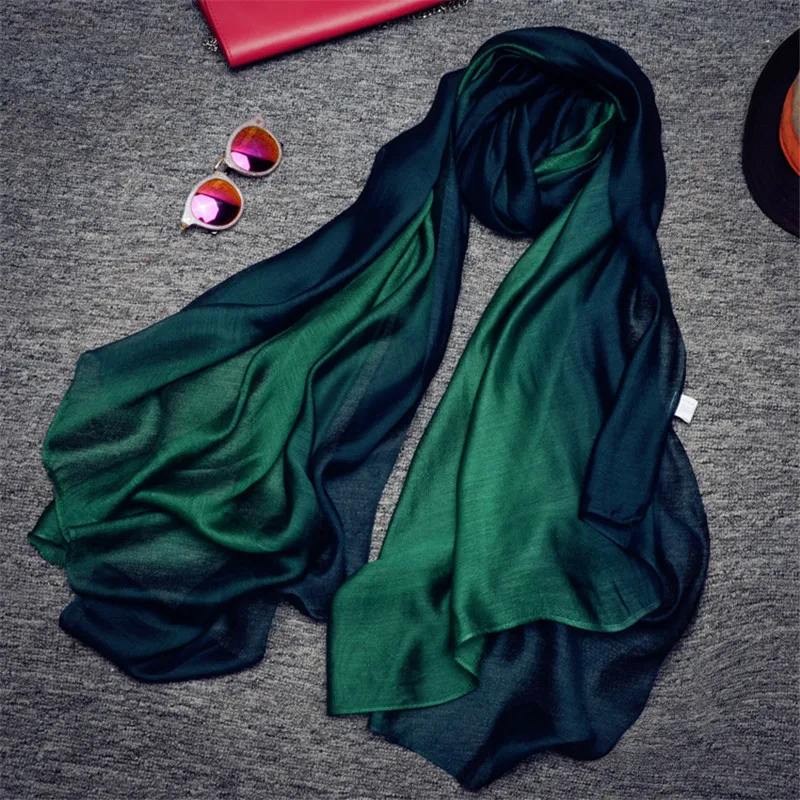 

CoolCheer New Arrival Nice Scarves & Wraps Silk Scarf Natural Silkes Gradient Color Organza Woman Ladies Spring Neckerchief