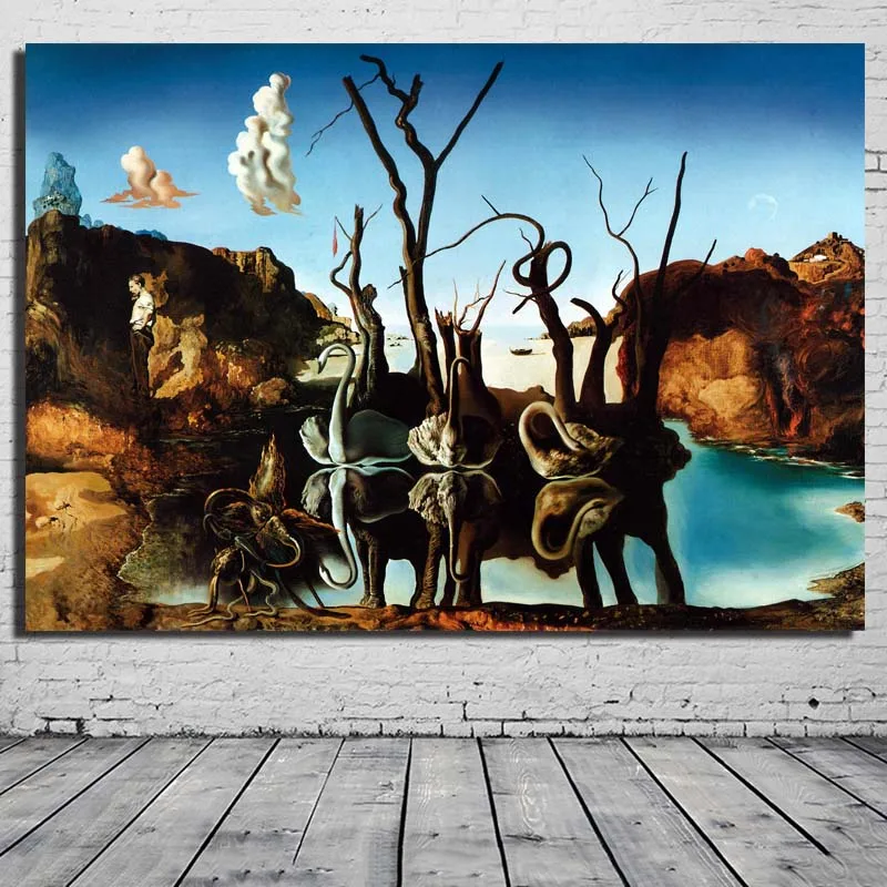 Картина на холсте с изображением лебедей и слонов, настенные картины для гостиной, домашний декор, принт