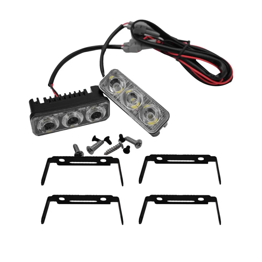 2 Pieces Super White 3 LED Car Light Daytime Running Lights DC12V Auto