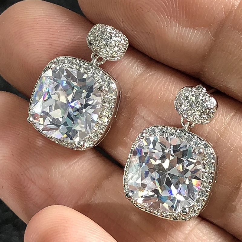 

Real picture on Hands No Ps Summer Sale 5A cz top quality Stud Earrings Cubic Zirconia Hot Ins Sterling Silver 925