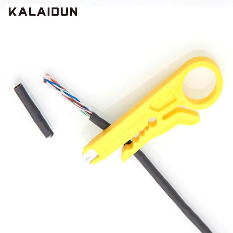 KALAIDUN  Stripping Clamp Crimping Pliers Portable Simple Utility Wire Stripper Telephone Line Network Cable CutterYellow Knife4