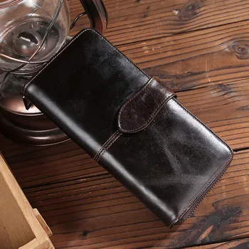 

Wallet Long Style Leather Men's Wallet Wallet Multi Card Holder Zipper Wallet Brown Men