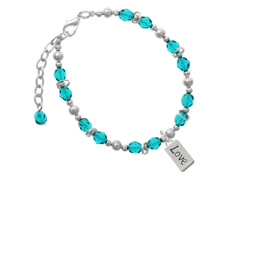 Love Teal Beaded Bracelet