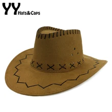 Шляпы ковбойские для Для женщин с поля сомбреро Mujer Западной американские мужские сомбреро Вакеро из искусственной замши тройной строки yy17162