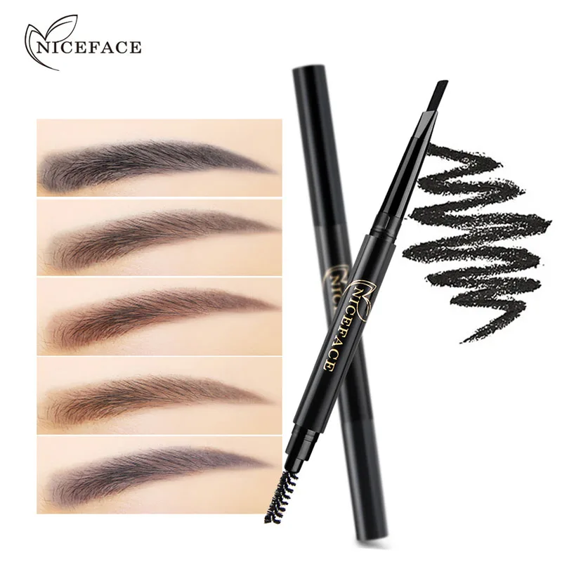 MISS ROSE Double Head Automatic Eyebrow Pencil 5 Colors Waterproof Shape Eye Brow Makeup Brows Pen Eyebrows Brush Make Up Black | Красота и