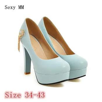 

Women High Heel Shoes Platform Pumps Woman Thin High Heels Party Wedding Shoes Ladies Kitten Heels Plus Size 34 - 40 41 42 43