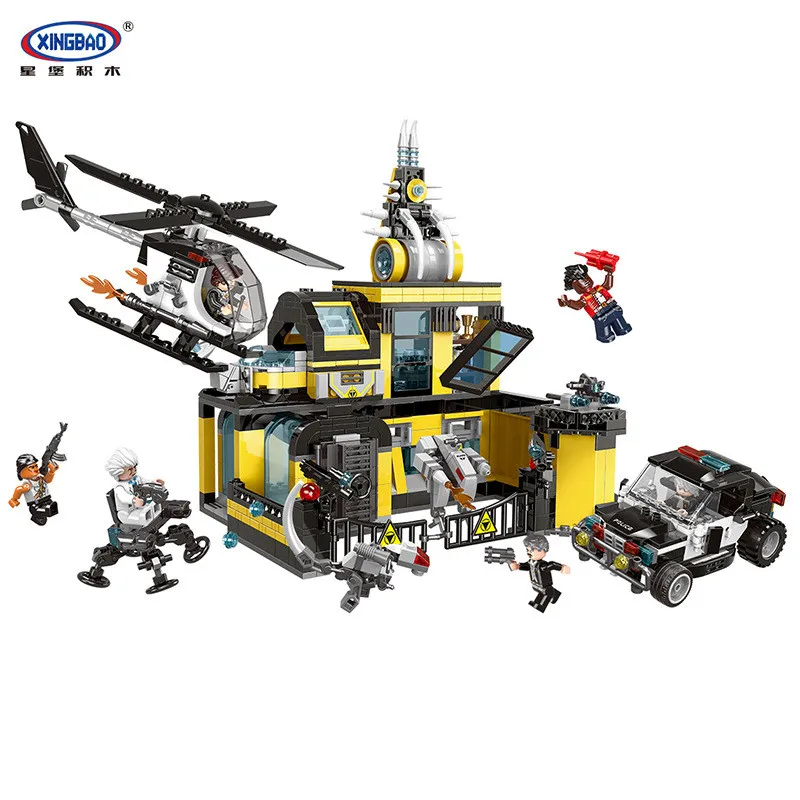 

City series raid research institute mosaic block building blocks children's educational toys