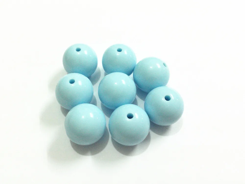 

Newest!! 20mm 105pcs/lot Mint Blue Chunky Gumball Bubblegum Acrylic Solid Beads For Necklace Making