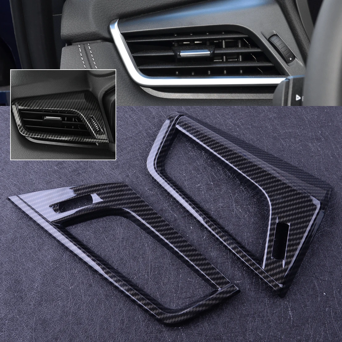 

CITALL Black Carbon Fiber Car Air Conditioning Vent Outlet Cover Trim Frame ABS Fit For BMW 2 Series F45 F46 218i 2015 2016 2017