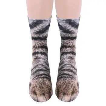 

Adult Animal Paw Feet Crew Socks Sublimated Print Funny Women Men High Quality
