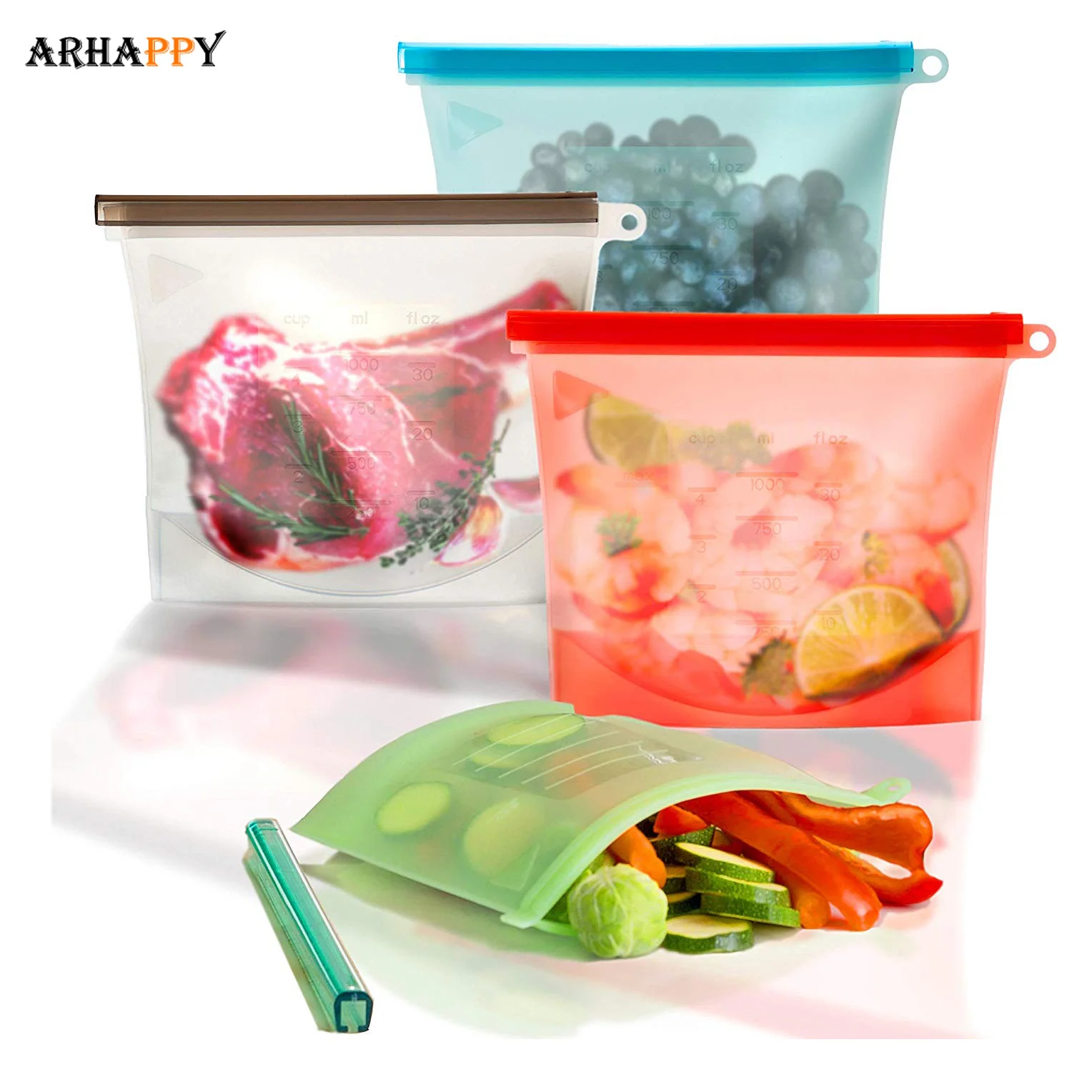

1000 1500ml Reusable Silicone Storage Bag Leakproof Silicone Food Storage Bags for Food Sandwich Seal Freezer Cooking Fresh Bag
