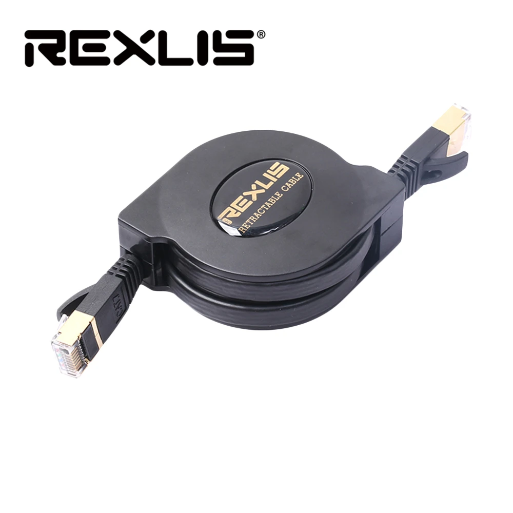 

REXLIS CAT7 Retractable Ultra Flat Gold Plated CAT 7 10 Gigabit RJ45 Ethernet Cable For Modem Router LAN Network cat 7