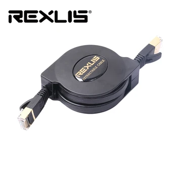 

REXLIS CAT7 Retractable Ultra Flat Gold Plated CAT 7 10 Gigabit RJ45 Ethernet Cable For Modem Router LAN Network cat 7