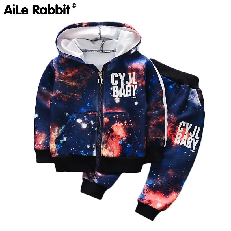 

AiLe Rabbit 2018 Autumn Sale Boys Fashion Set 2 Piece Set Star pattern long-sleeved jacket pants children's clothing set k1