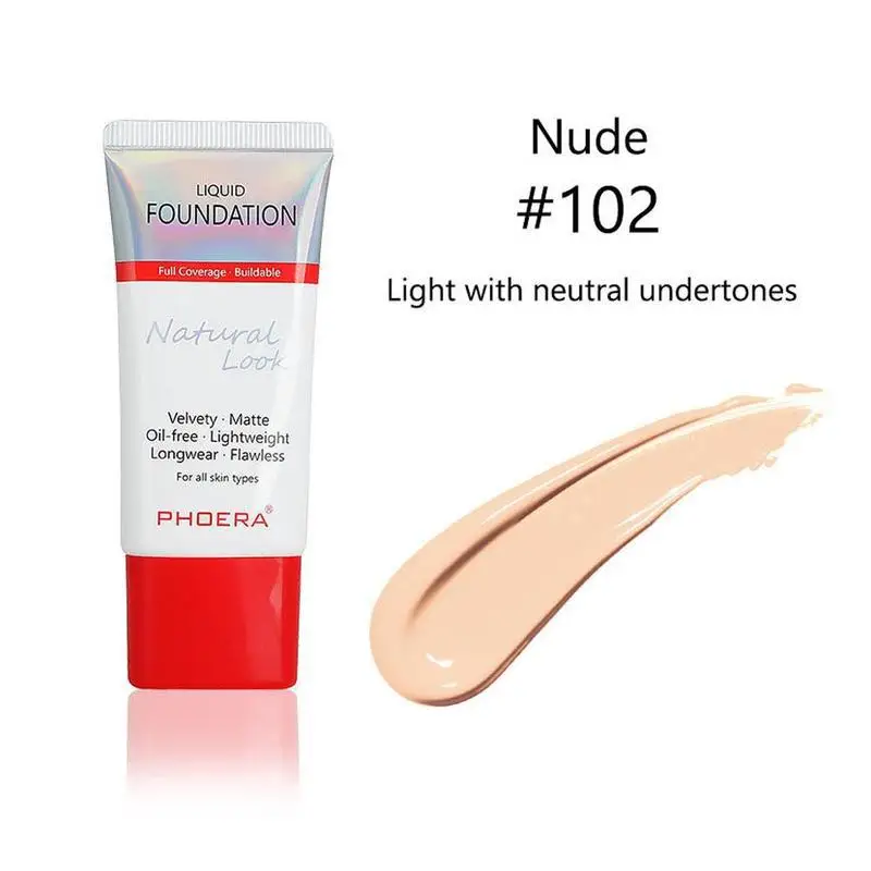 1PCS Full Coverage Liquid Foundation Soft Matte Long Wear Oil Control Concealer Liquid Foundation Cream Fashion Women Makeup - Цвет: B