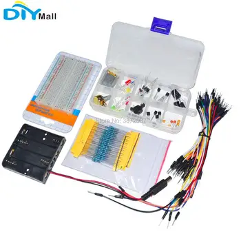 

Universal Electronic Components Parts Kit Breadboard Cable Button Switch Resistor Potentiometer Capacitance for Arduino
