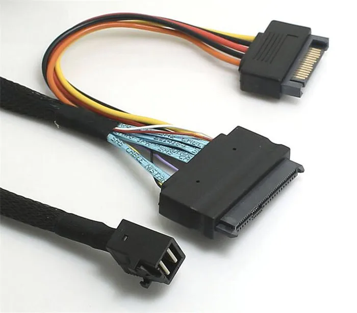 HD Mini SAS SFF 8643 U.2 8639 + 15 Pin SATA Power SSD 1 м кабель для 2 5 &quotNVMe SSD|Компьютерные кабели и