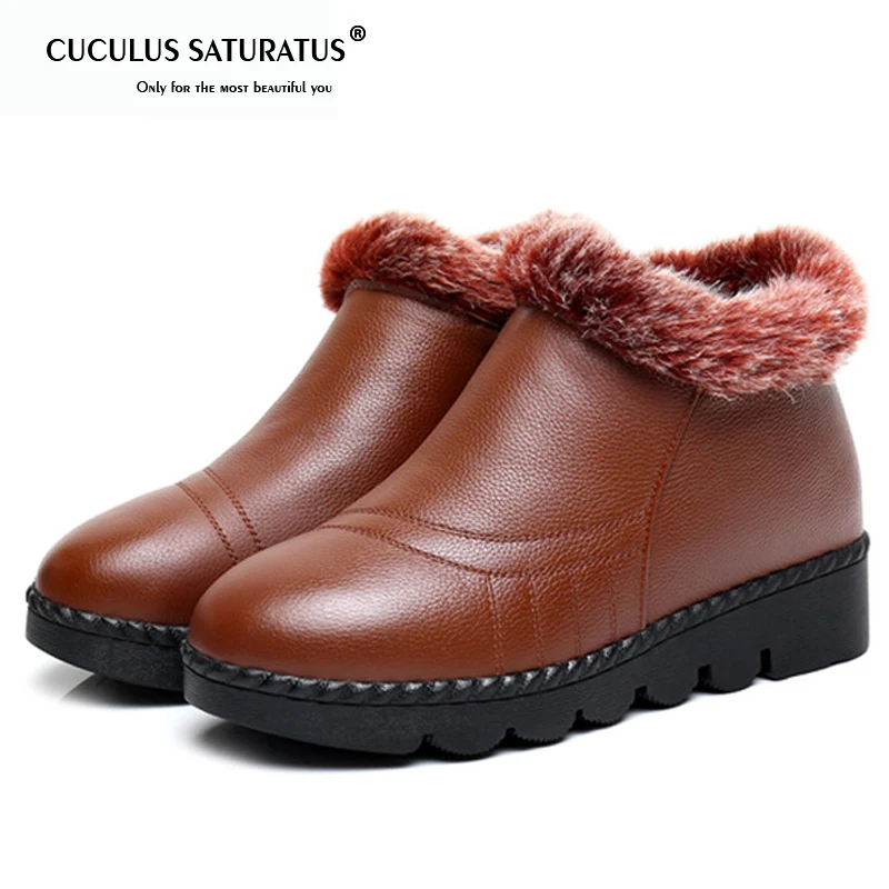 

Cuculus Women Boots Women Winter Boots Waterproof Genuine Leather Snow Boots Winter Lady's Trend Cotton-padded Shoes 1858