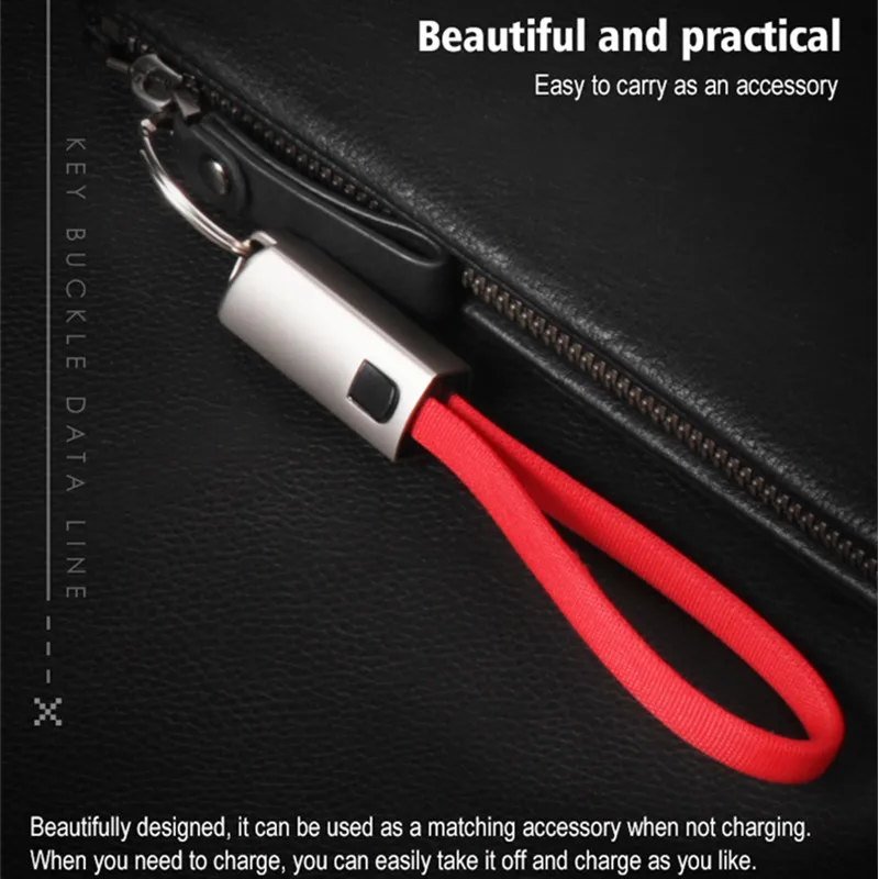سلسلة مفاتيح محمولة USB كابل بيانات ل فون المصغّر USB نوع C سريع شحن كابل شاحن الهاتف المحمول لسامسونج غالاكسي Xiaomi