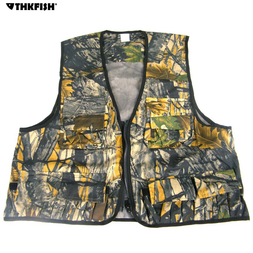 THKFISH Bullet Pocket Camping Fishing Vest Camouflage Camo Multi Pocket