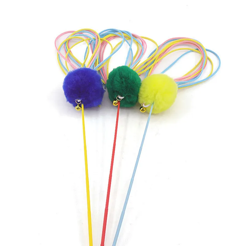 High Quality Pet Cat Toy Newly Design Pet Cat dogs Toy Colorful Funny Cat Bell Hair Ball Tassel Funny Cat Pole supplies A28 (7)