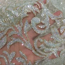 Новейшая африканская блестящая Тонкая ажурная ткань блестящая BZL-101123 блестящая кружевная ткань с пайетками