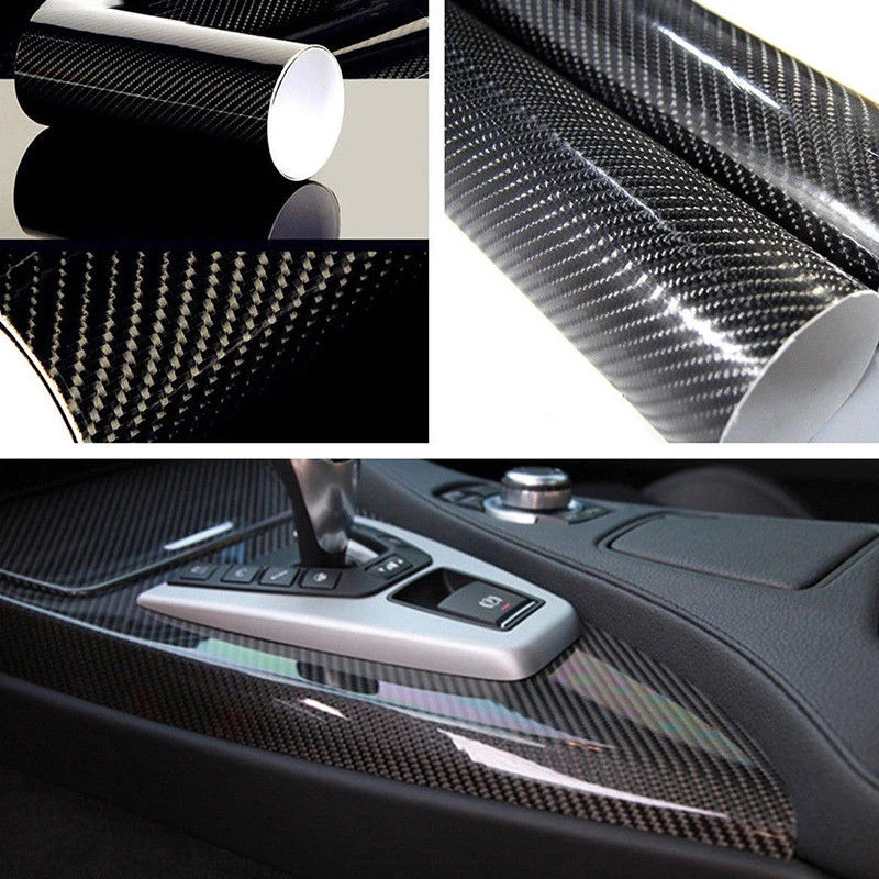 Глянцевая черная Автомобильная наклейка из углеродного волокна, пленка для обертывания, декоративная наклейка для столов, динамиков, поверхностей 30*152 см, 5D, горячая новинка