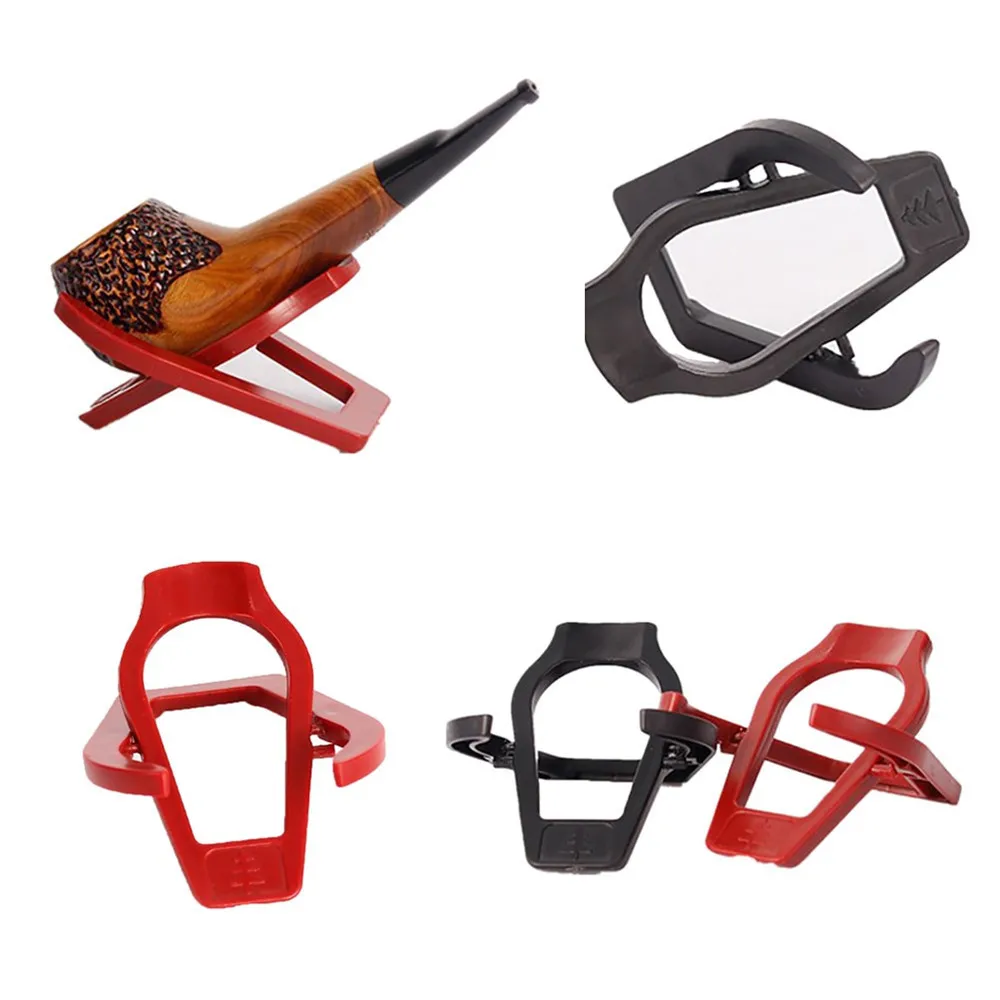 

1pc Unique Foldable Stand Meerschaum Smoking Pipe Tobacco Durable Black Plastic Cigar Pipes Rack Holder