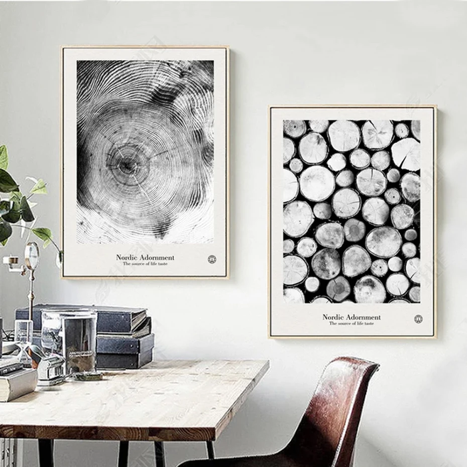 

Abstract Black and White Tree Branch Annual Rings Pictures Canvas Painting Posters Prints Wall Art for Kids Bedroom Decoration