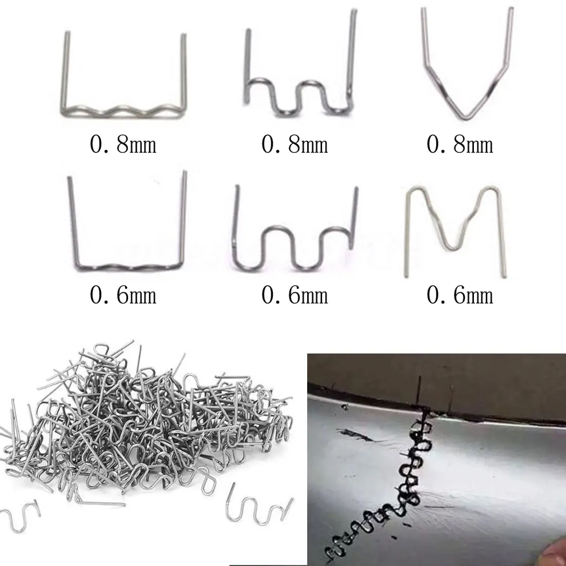 0,8 мм/0,6 мм скобы для горячего степлера 600 шт из нержавеющей стали стандартный предварительно вырезанный для пластикового степлера для ремонта автомобильного бампера Hine сварочные провода