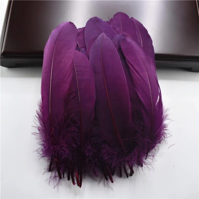Твердый полюс, натуральные гусиные перья для рукоделия, 6-8 дюймов/15-20 см, ювелирное изделие, утиный фазан, перо, свадебное украшение для дома - Цвет: Fuchsia