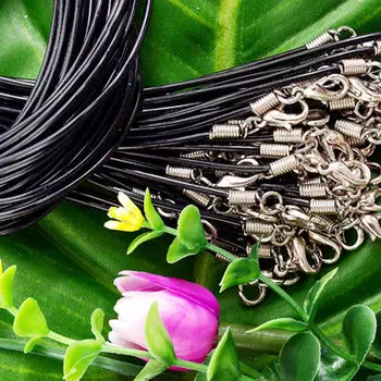 

100PCS Black Rubber Necklace Pendant Cord String 1mm+Clasp HOT