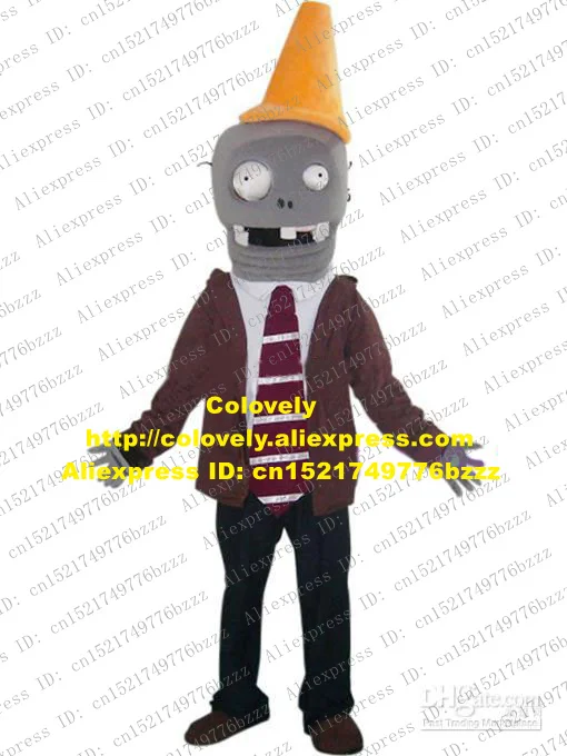 New Grey Plants VS Zombies Conehead Zombie Mascot Costume Mascotte With