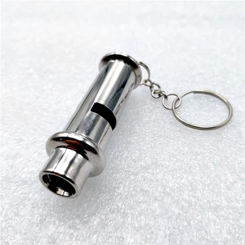 

Police whistle Stainless steel high-frequency high decibel whistle lifesaving metal outdoor survival whistle with plastic bag