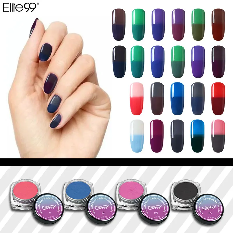 

Elite99 Thermal Pigment Powder Temperature Change Multi Color Dust Decorations Nail Art Gradient Powder Mixed With UV Gel Polish