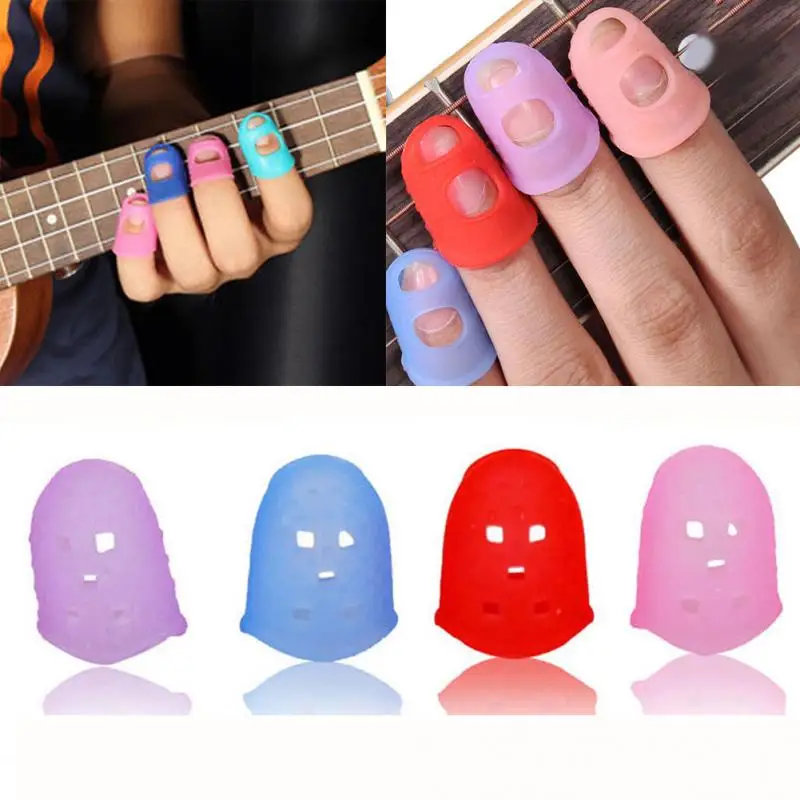 

4Pcs/Set Silicone Finger Guards Guitar Fingertip Protectors For Ukulele Guitar S M L Random Color