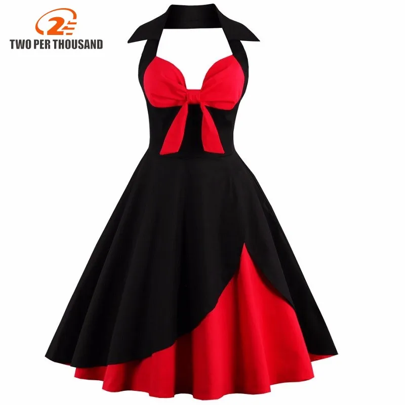 

Gorgeous Vintage Women Party Dress Plus Size Elegant Rockabilly Dress 2018 Women Summer Sleeveless Straples Halter Slim Dresses